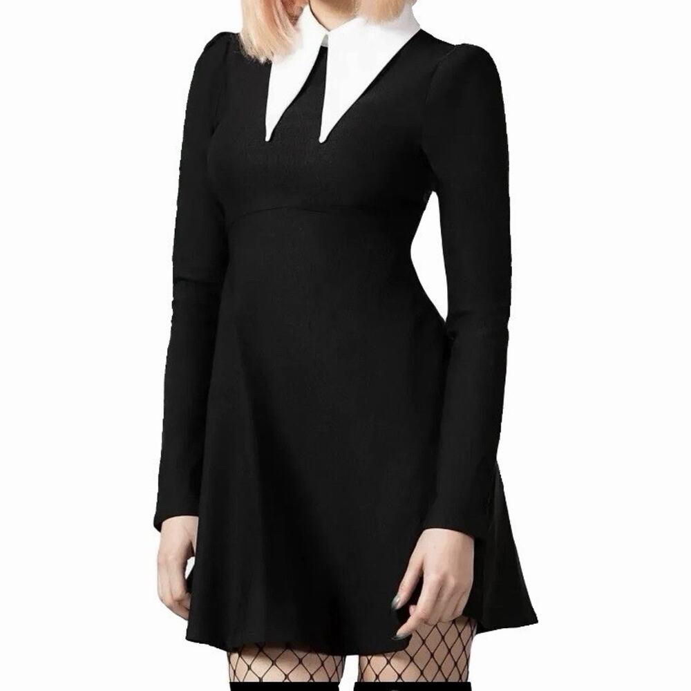 Killstar Cathedral Skater Dress Gothic Pointed Collar Witchy Black Size 3XL